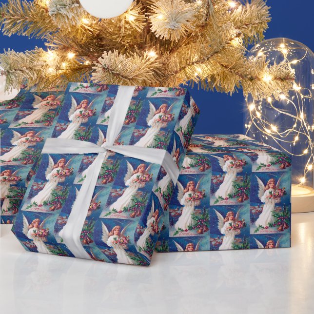 Papier Cadeau fête vintage Noël Ange Fête (Vacances)