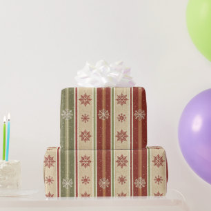 Papier Cadeau Fêtes de fin d'année avec flocons de neige rustiqu