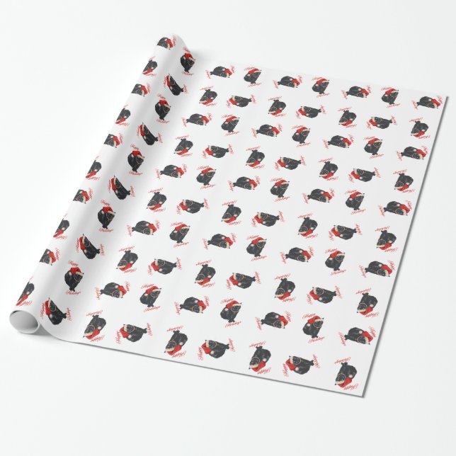 Papier Cadeau Fêtes de Noël de Chat Noir (Déroulé)