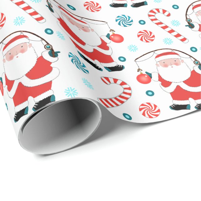 Papier Cadeau Fêtes de Noël de pêche créative (Coin rond)