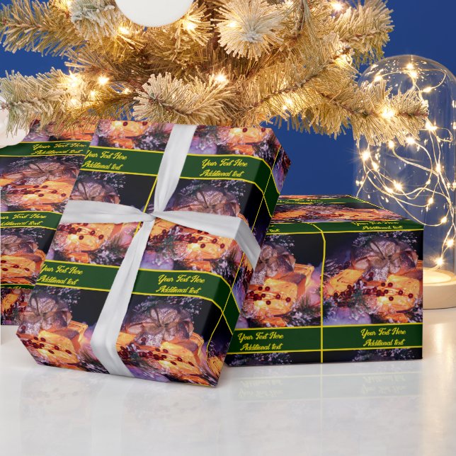 Papier Cadeau Fêtes de Noël illuminé Présent Personnalisé (Vacances)