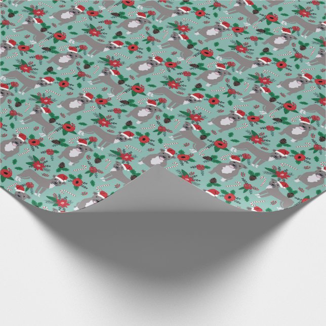 Papier Cadeau Fêtes florales de Noël à Pitbull (Coin)