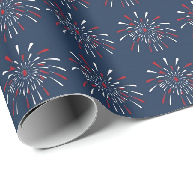 Papier Cadeau Feu d'artifice patriotique (Coin rond)