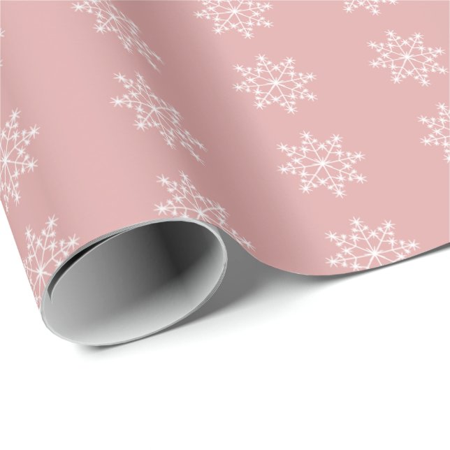 Papier Cadeau Feu de neige Noël Pastel rose (Coin rond)