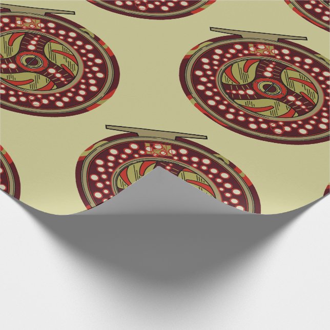 Papier Cadeau Feu de pêche Roue Noël (Coin)