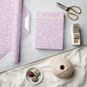 Papier Cadeau Feuillage d'automne neutre - Lilas chaud