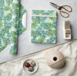 Papier Cadeau Feuillage Feuille Retro Chic Tropical Green Palm T