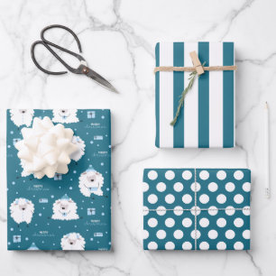 Papier Cadeau Feuille d'agneau de Noël Jeu de 3