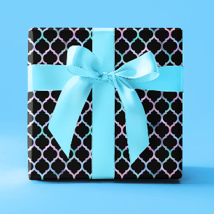 Papier Cadeau Feuille d'aluminium iridescente rose aqua et quatr