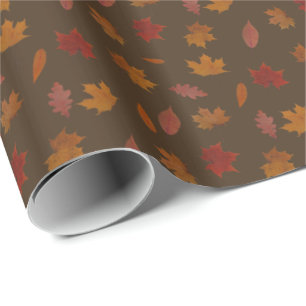 Papier Cadeau Feuille d'automne photographique sur la couleur
