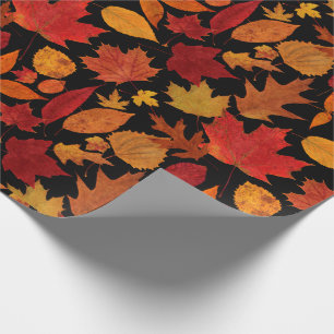 Papier Cadeau Feuille d'automne sur le noir