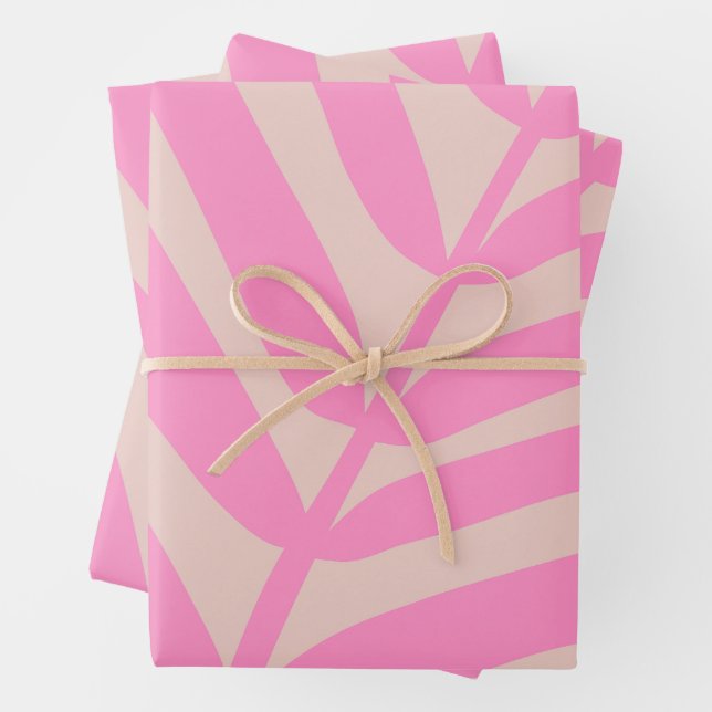 Papier Cadeau Feuille de palme rose (En situation)