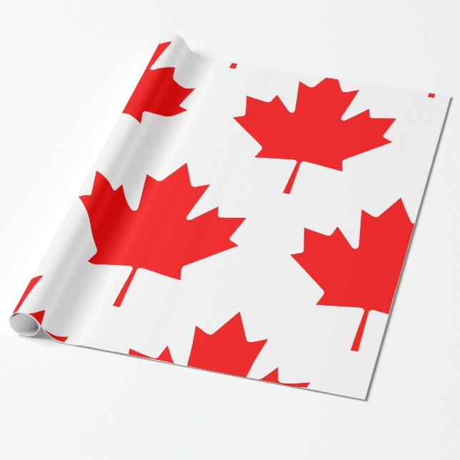 Papier Cadeau Feuille d'érable rouge du drapeau canadien (Déroulé)