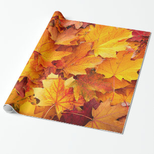 Papier Cadeau Feuille d'or d'érable d'automne
