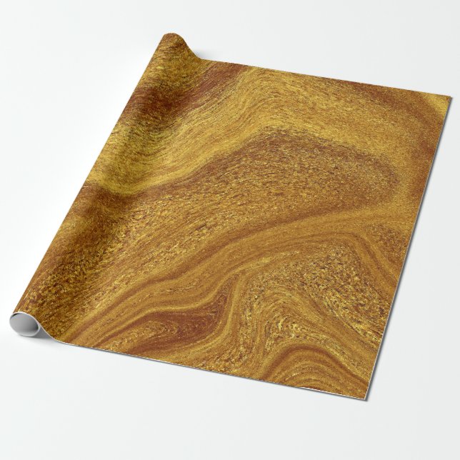 Papier Cadeau Feuille d'or moderne (Déroulé)