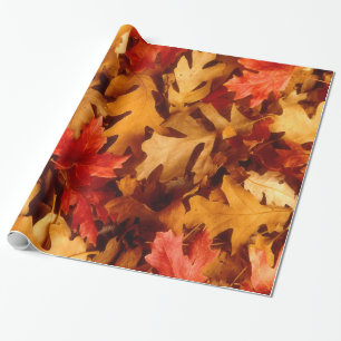 Papier Cadeau Feuille multicolore de chêne d'automne