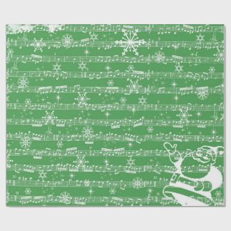 Papier Cadeau Feuille verte vintage de musical de Noël