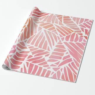 Papier Cadeau Feuilles Abstraits de Peach et Pink