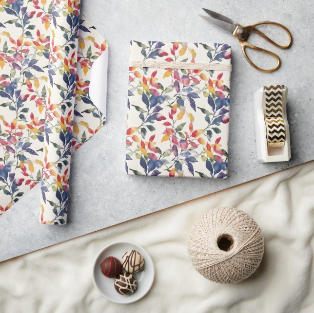 Papier Cadeau Feuilles aquarelle (Artisanat)