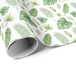 Papier Cadeau Feuilles aquarelles tropicales