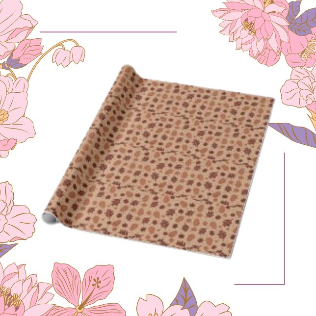 Papier Cadeau Feuilles automnales Tan Motif sans couture (Créateur téléchargé)