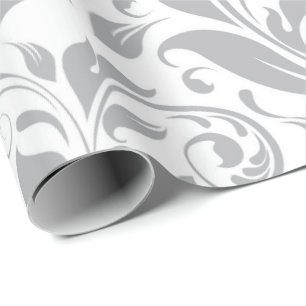 Papier Cadeau Feuilles blanches florales grises Princess Wreath 