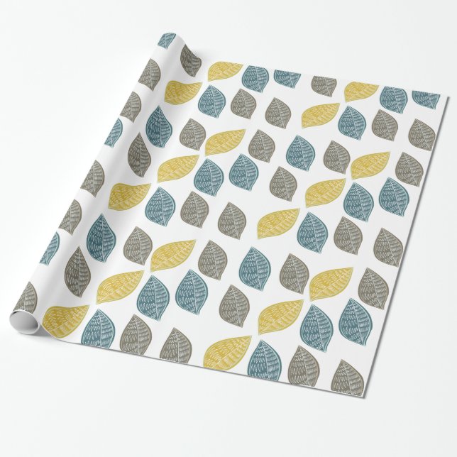 Papier Cadeau Feuilles Brown jaune vert (Déroulé)