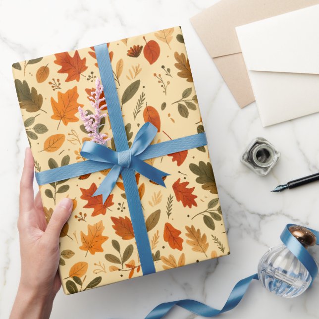 Papier Cadeau Feuilles d'automne, Citrouille et design saisonnie (Cadeaux)