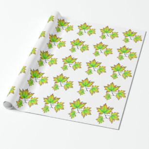 Papier Cadeau Feuilles d'automne colorées Feuille d'érable