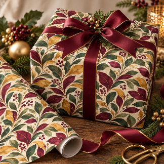 Papier Cadeau Feuilles d'automne Jeweltones
