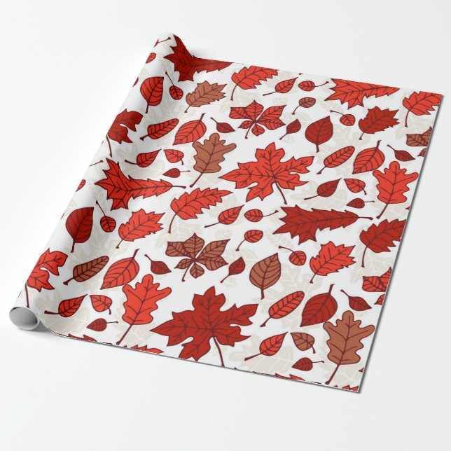 Papier Cadeau Feuilles d'automne motif (Déroulé)