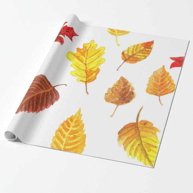 Papier Cadeau Feuilles d'automne motif (Déroulé)