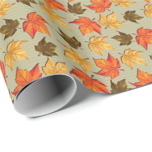 Papier Cadeau Feuilles d'automne Motif coloré sans couture