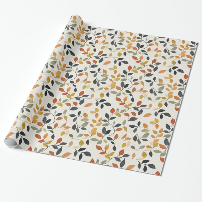 Papier Cadeau Feuilles d'automne Papier Motif (Déroulé)