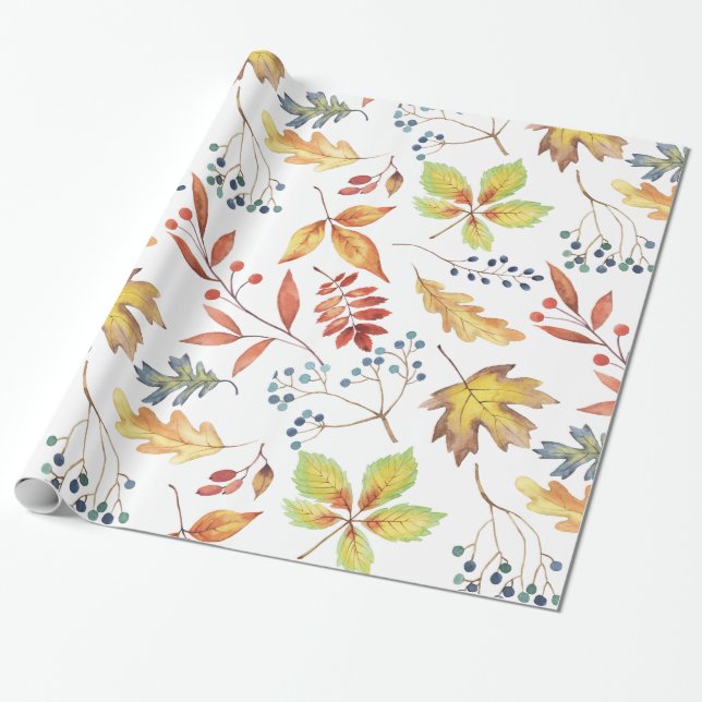 Papier Cadeau Feuilles d'automne traditionnelles papier d'envelo (Déroulé)