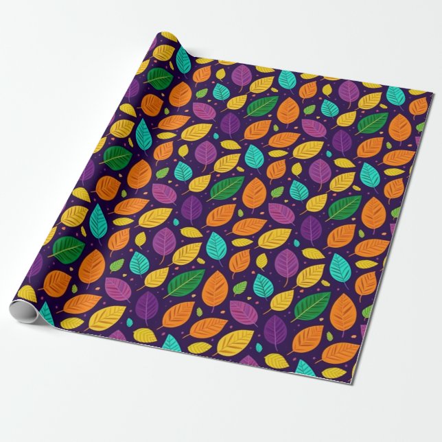 Papier Cadeau Feuilles d'automne vibrantes (Déroulé)