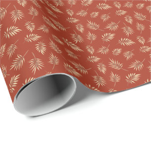 Papier Cadeau Feuilles de chute en or en terre cuite papier d'en