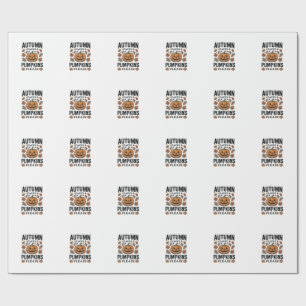 Papier Cadeau Feuilles de citrouille d'automne Citrouilles s'il