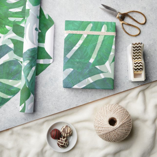 Papier Cadeau Feuilles de la monstère tropicale (Artisanat)