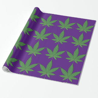 Papier Cadeau Feuilles de mauvaises herbes vert sur papier d'env