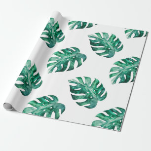 Papier Cadeau Feuilles de Monstera. Motif d'illustration tropica