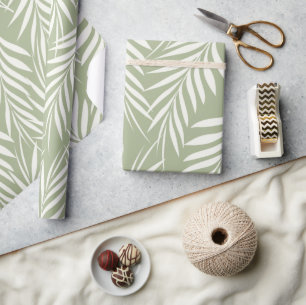 Papier Cadeau Feuilles de palmier élégantes motif vert olive