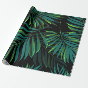 Papier Cadeau Feuilles de palmiers tropicaux verts. Graphique mo