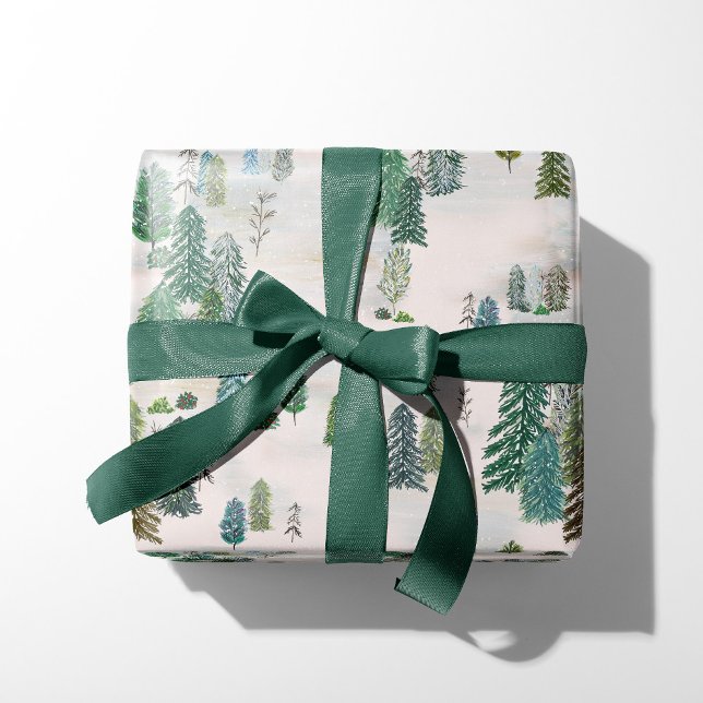 Papier Cadeau Feuilles de papier d'enveloppement de forêt d'hive (Créateur téléchargé)