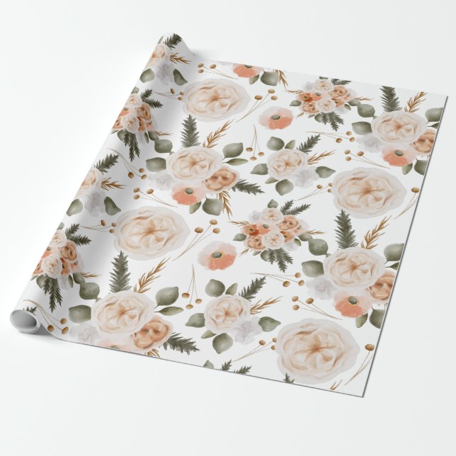 Papier Cadeau Feuilles de papier d'enveloppement Floral (Déroulé)