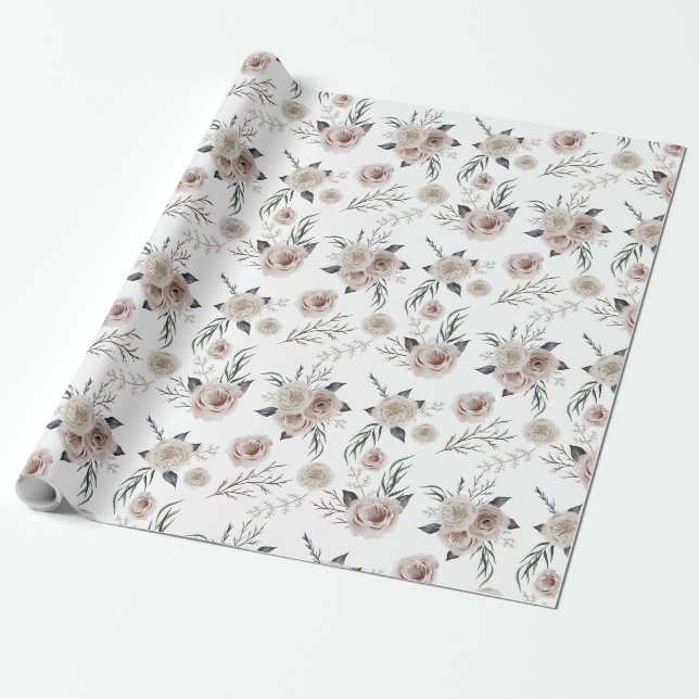Papier Cadeau Feuilles de papier d'enveloppement floral et botan (Déroulé)