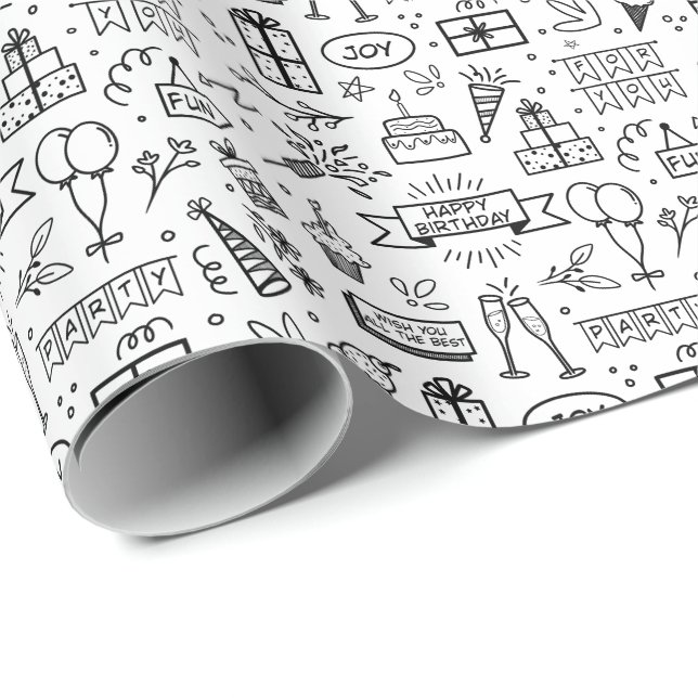 Papier Cadeau Feuilles de papier d'enveloppement Motif monochrom (Coin rond)