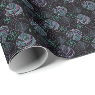 Papier Cadeau Feuilles de tête de poisson Nouveau Turquoise Mauv