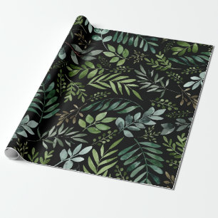 Papier Cadeau Feuilles de verdure aquarelle