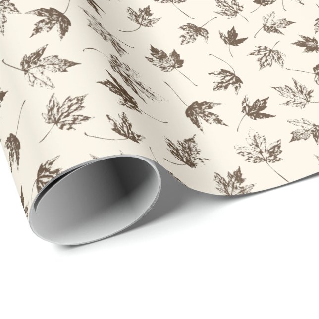 Papier Cadeau Feuilles d'érable d'automne à la crème - motif san (Coin rond)
